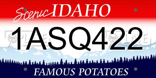 1ASQ422 Idaho License Plate