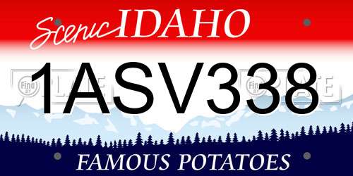1ASV338 Idaho License Plate