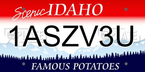1ASZV3U Idaho License Plate