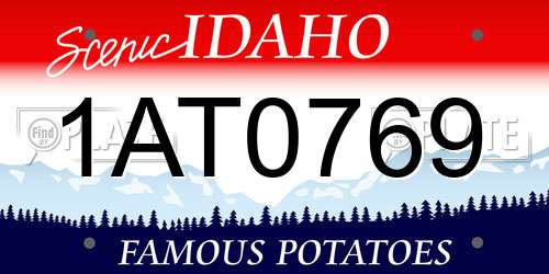 1AT0769 Idaho License Plate