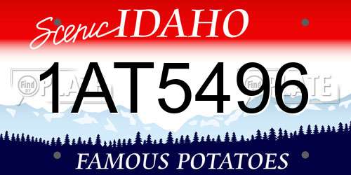 1AT5496 Idaho License Plate