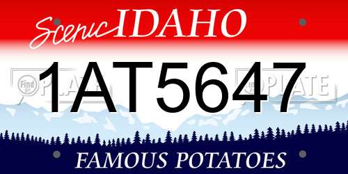 1AT5647 Idaho License Plate