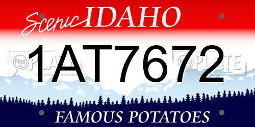 1AT7672 Idaho License Plate