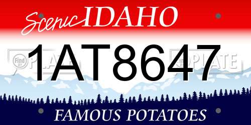 1AT8647 Idaho License Plate