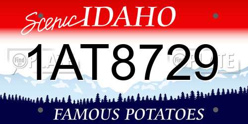1AT8729 Idaho License Plate
