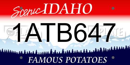 1ATB647 Idaho License Plate