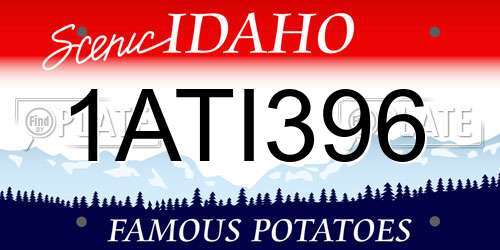 1ATI396 Idaho License Plate
