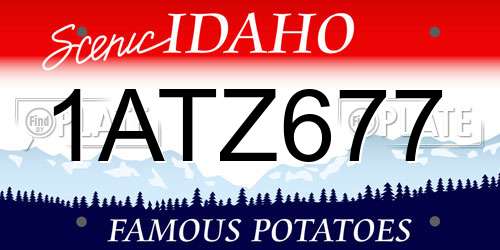 1ATZ677 Idaho License Plate