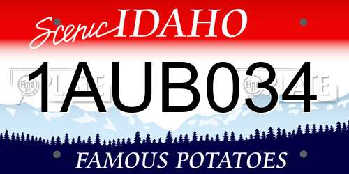 1AUB034 Idaho License Plate