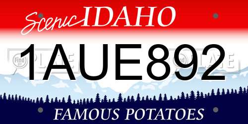 1AUE892 Idaho License Plate