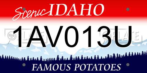 1AV013U Idaho License Plate