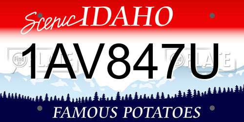1AV847U Idaho License Plate
