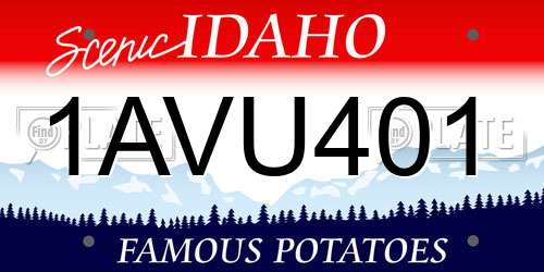 1AVU401 Idaho License Plate