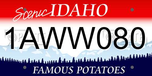 1AWW080 Idaho License Plate