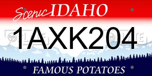 1AXK204 Idaho License Plate