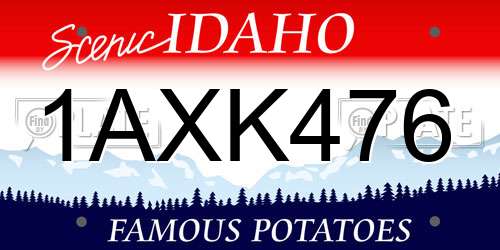 1AXK476 Idaho License Plate