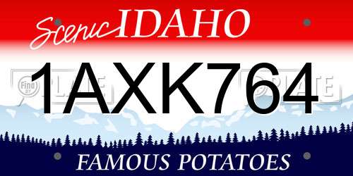 1AXK764 Idaho License Plate