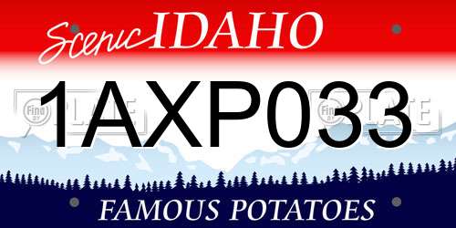 1AXP033 Idaho License Plate