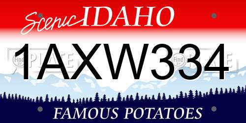 1AXW334 Idaho License Plate