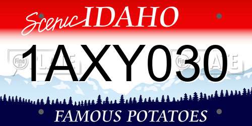 1AXY030 Idaho License Plate