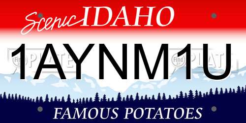 1AYNM1U Idaho License Plate