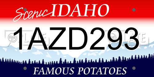 1AZD293 Idaho License Plate