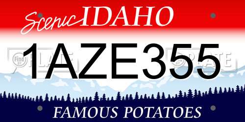 1AZE355 Idaho License Plate
