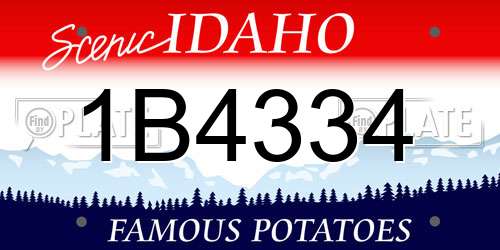 1B4334 Idaho License Plate