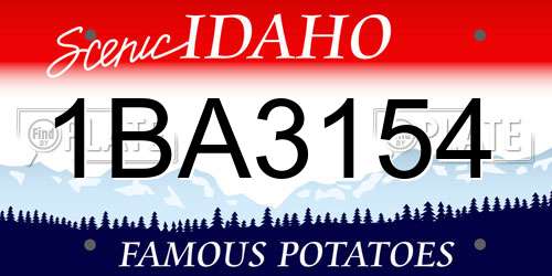 1BA3154 Idaho License Plate