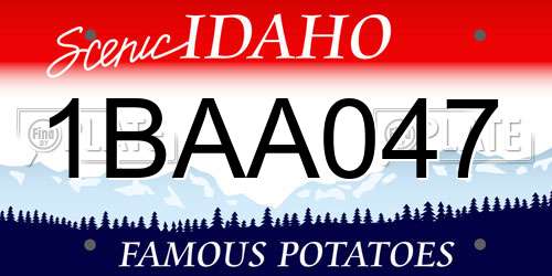 1BAA047 Idaho License Plate
