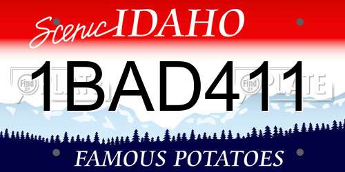 1BAD411 Idaho License Plate