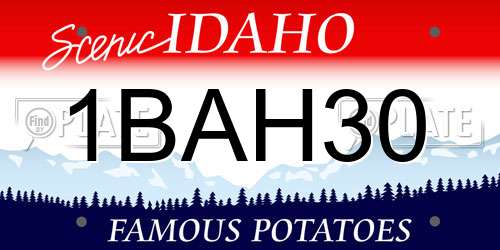 1BAH30 Idaho License Plate