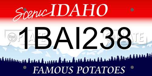 1BAI238 Idaho License Plate