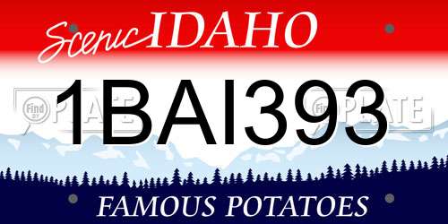 1BAI393 Idaho License Plate