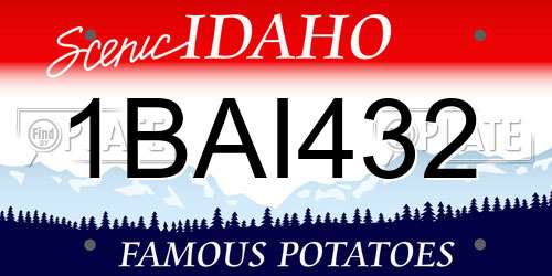 1BAI432 Idaho License Plate