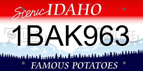 1BAK963 Idaho License Plate