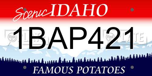 1BAP421 Idaho License Plate