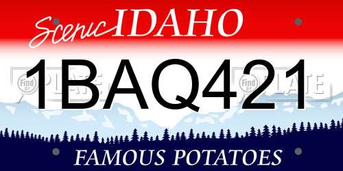 1BAQ421 Idaho License Plate
