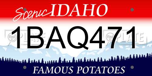 1BAQ471 Idaho License Plate