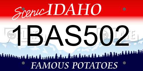 1BAS502 Idaho License Plate
