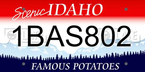 1BAS802 Idaho License Plate