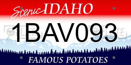 1BAV093 Idaho License Plate