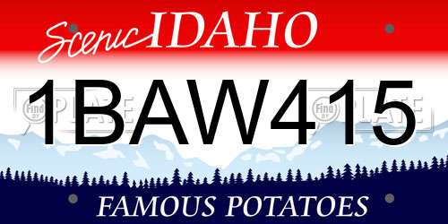 1BAW415 Idaho License Plate