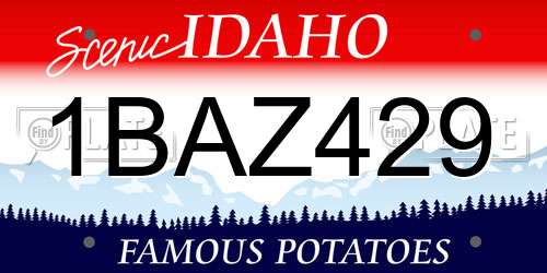 1BAZ429 Idaho License Plate