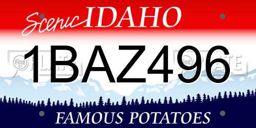 1BAZ496 Idaho License Plate