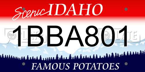 1BBA801 Idaho License Plate
