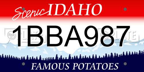 1BBA987 Idaho License Plate