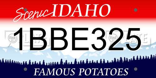 1BBE325 Idaho License Plate
