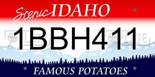 1BBH411 Idaho License Plate