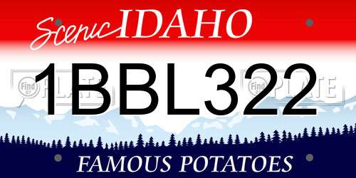 1BBL322 Idaho License Plate